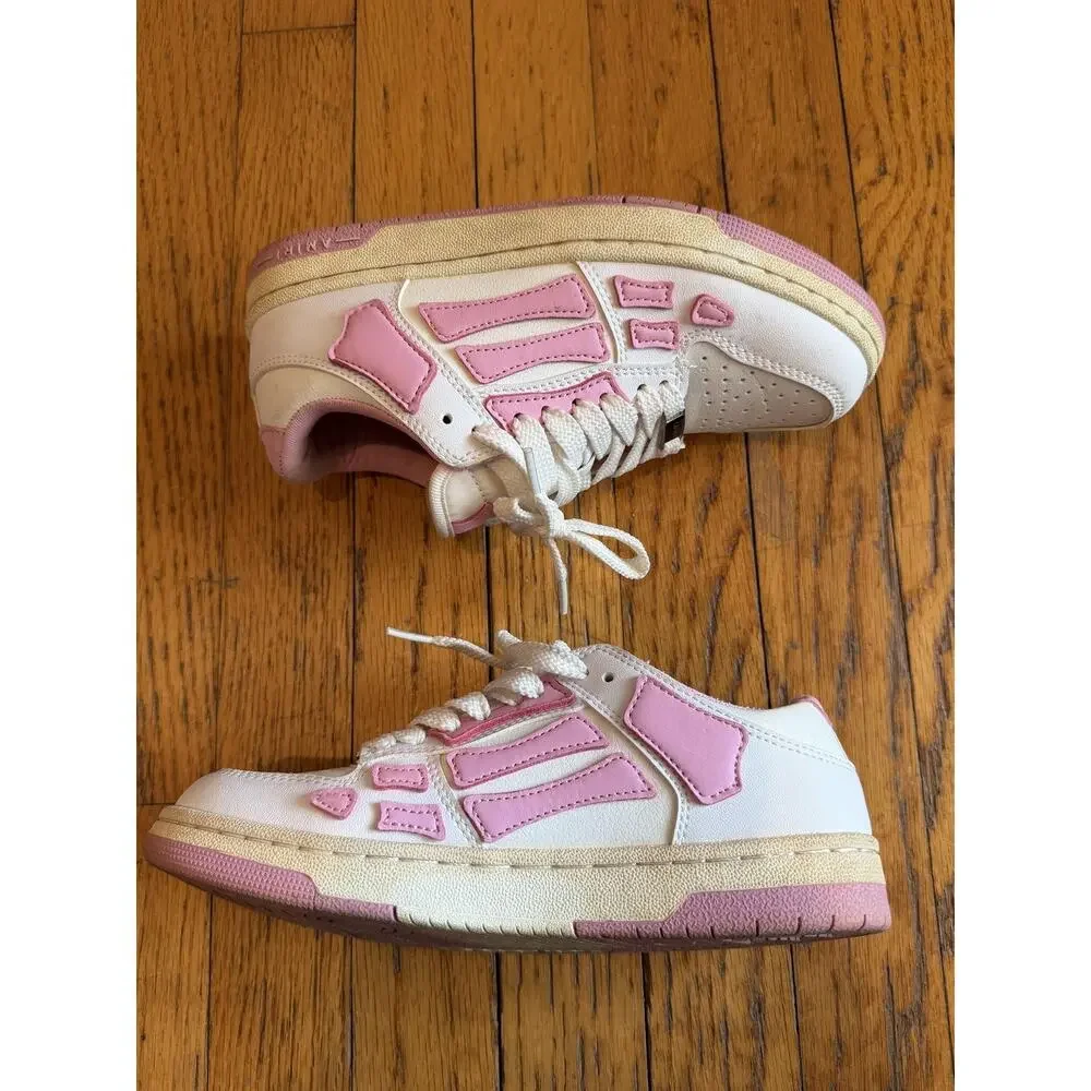 AMIRI Skel Low Top Womens Leather Sneakers white/pink sz 6